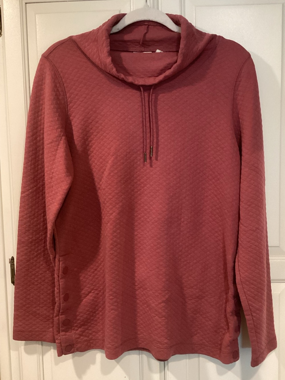 LL Bean Quilted Cowl Neck Long-Sleeve Sweater - Rose